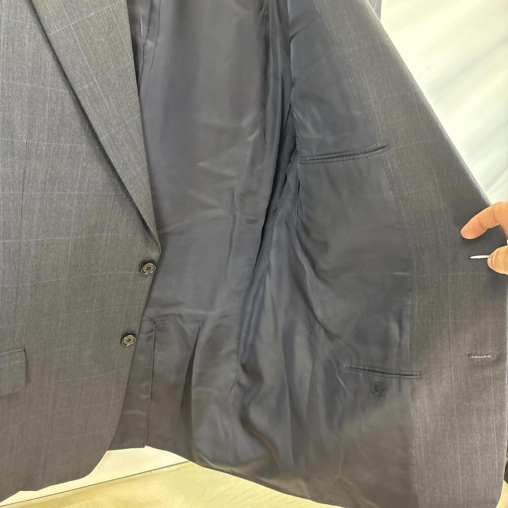 Men’s High-End Hickey-Freeman Boardroom 42R Suit Coat Luxury 100% Wool Grey/Blue - Picture 14 of 16